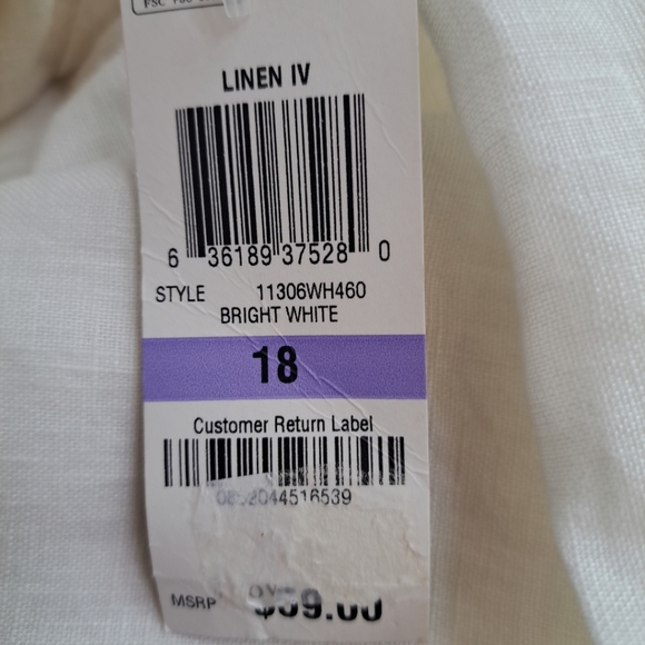 NWT JM Collection Linen Top Tunic Silver Rhinestones Roll-tap Sleeve Sz 18 (XL) - Picture 12 of 15